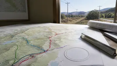 Rural broadband route plan with an engineer scale and blank certification seal area