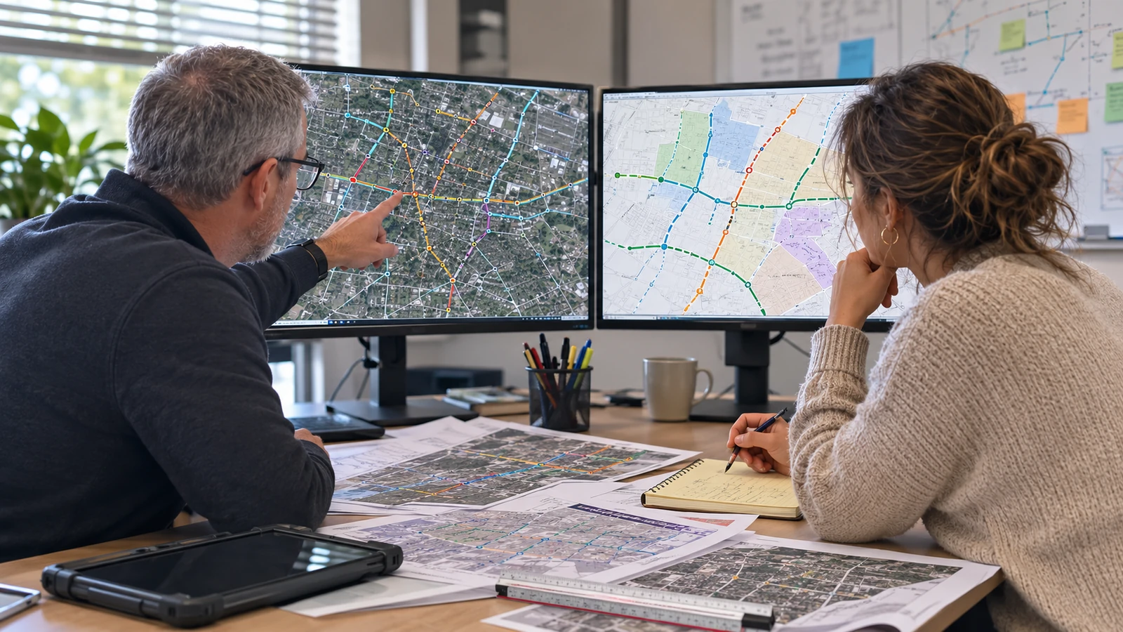 Network planners comparing legacy cable routes with a phased fiber plant upgrade