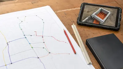 Route drawings and GIS records assembled as OSP documentation for construction handoff to a fiber build crew