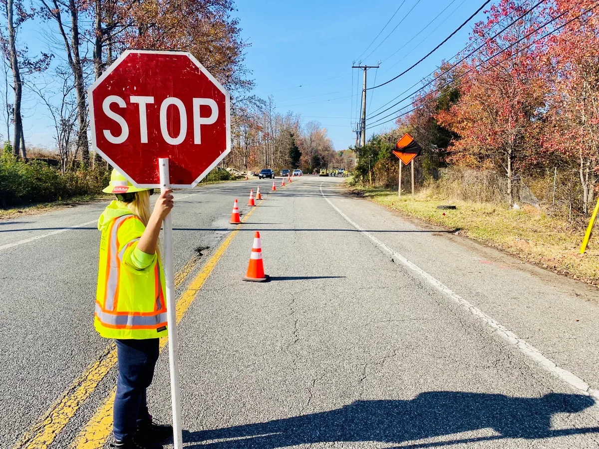 Maintenance of traffic work zone for fiber optic construction