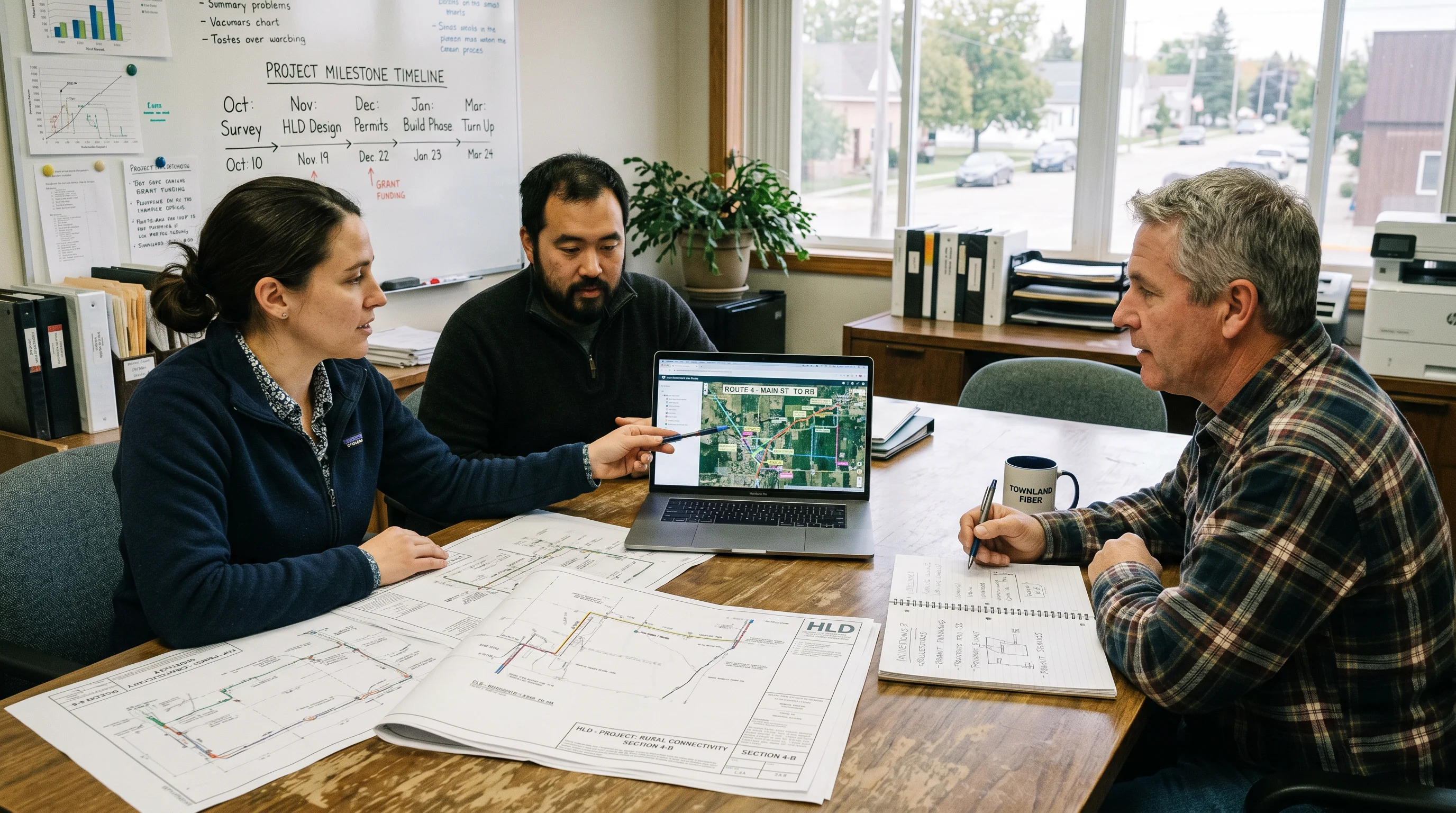 OSP engineering outsourcing for rural ISP fiber deployment — field survey and network design