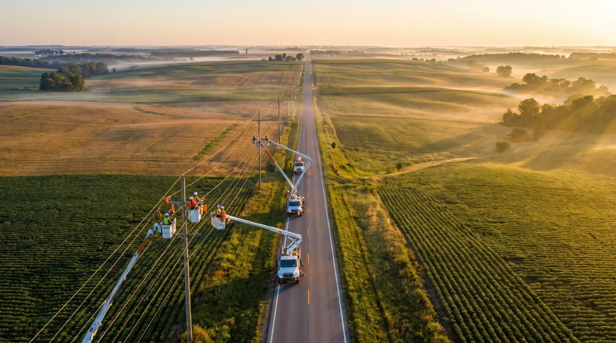 Fiber construction crew at work site highlighting workforce demand for BEAD broadband deployment